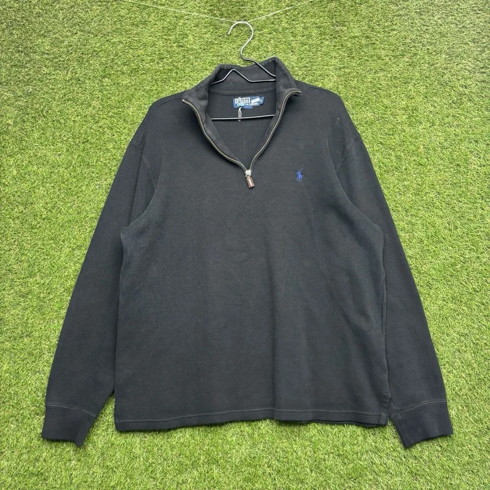 Polo Ralph Lauren Sweater Mens Large 1/4 Zip Mock Neck Pony Logo Knit Pullover